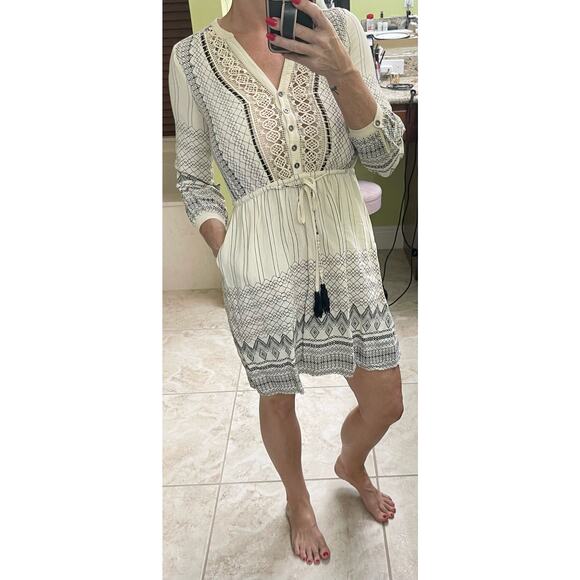 Anthropologie Floreat Pierre v neck crochet tassels dress boho size 6 small - Picture 4 of 5